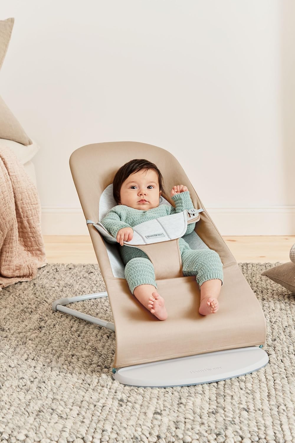 BabyBjörn Bouncer Balance Soft, Woven/Jersey, Beige /Grey , Lightweight & Portable