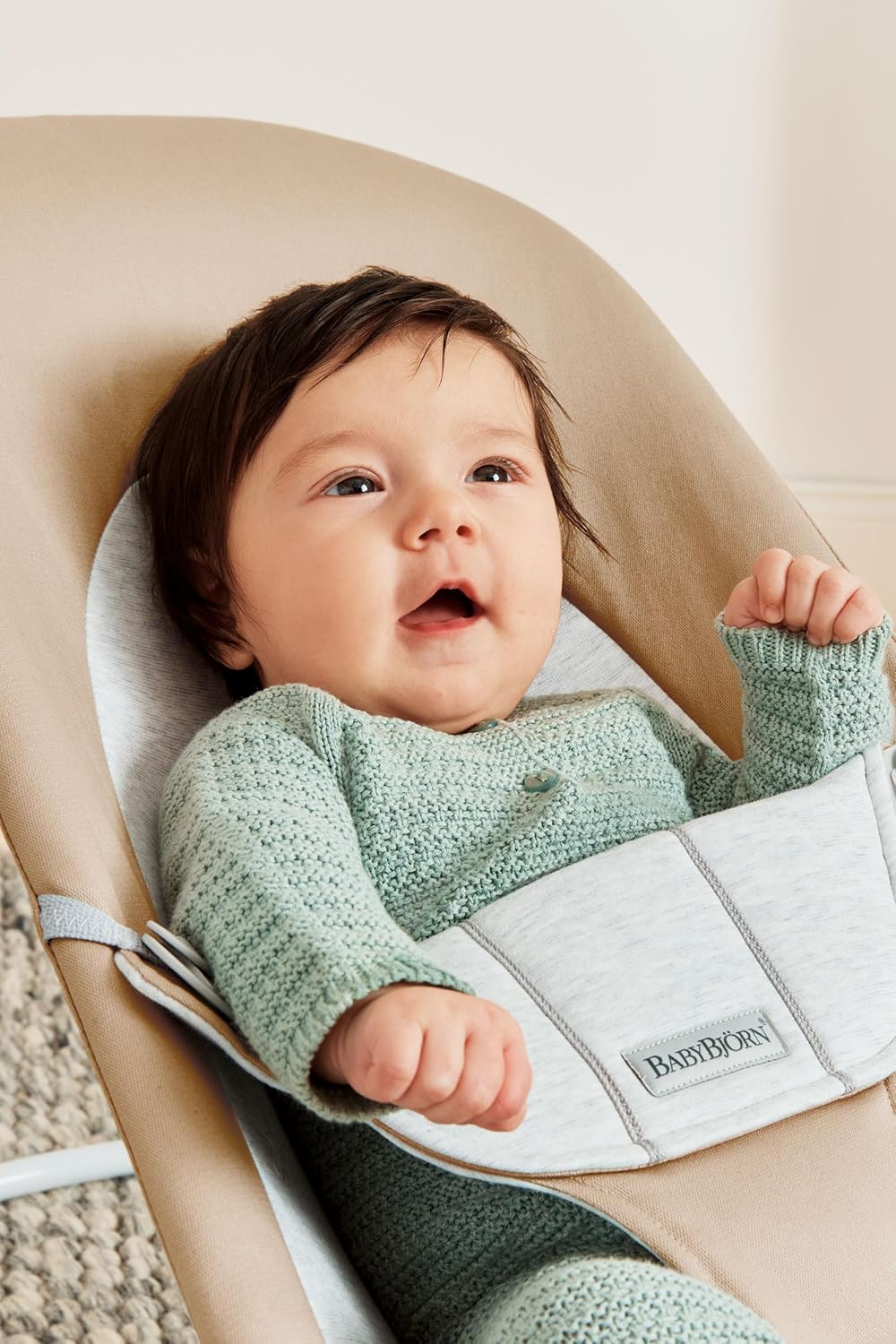 BabyBjörn Bouncer Balance Soft, Woven/Jersey, Beige /Grey , Lightweight & Portable