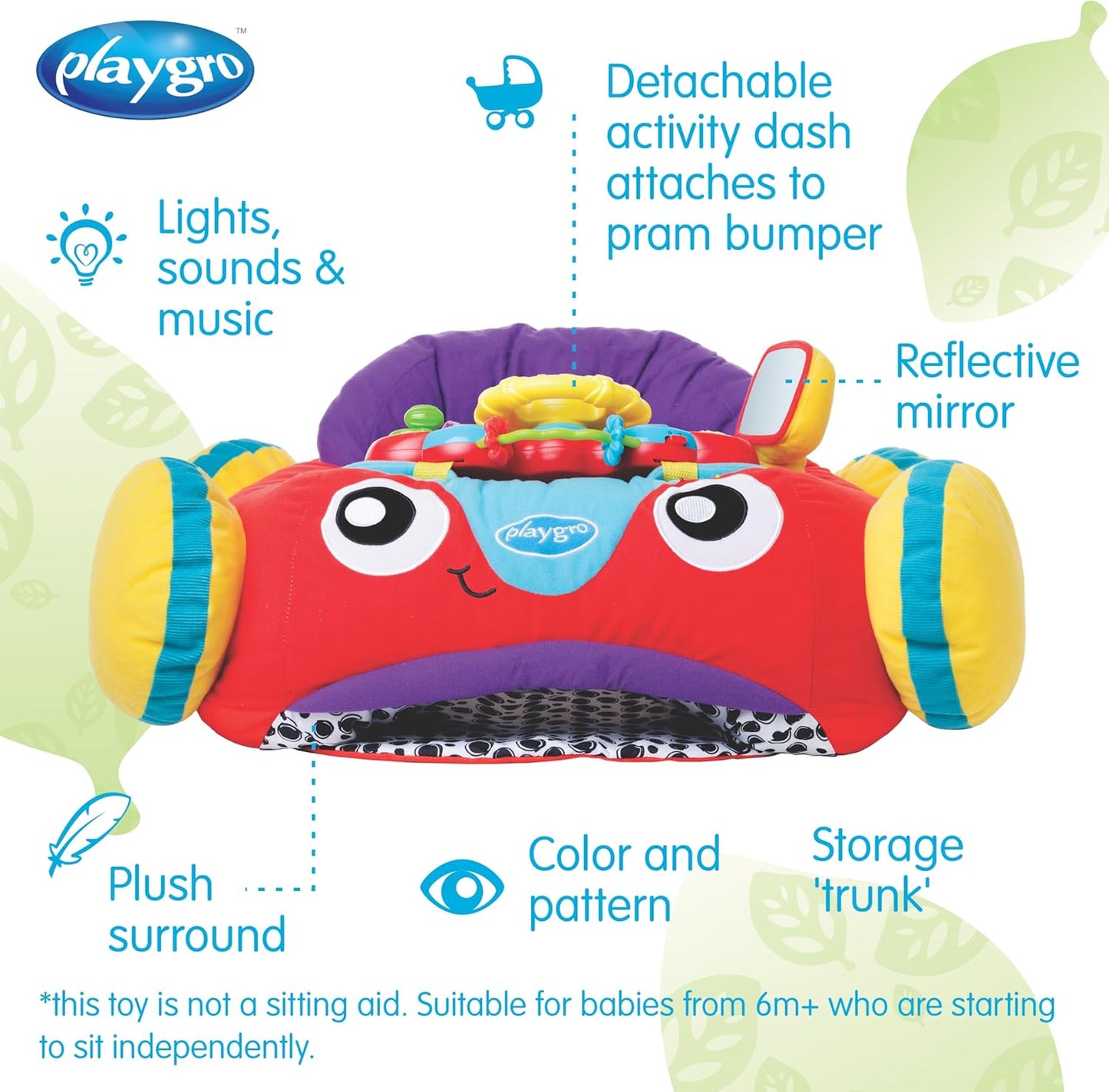 Playgro - Music & Lights Comfy Car Playgym- Red (Exclusive)