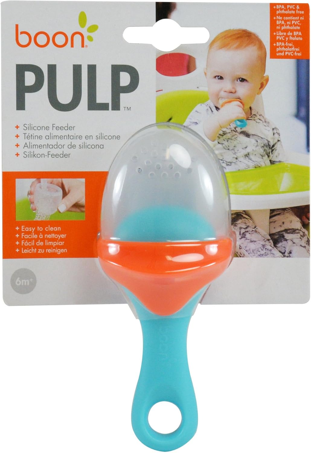 Boon Pulp Silicone Feeder - Orange/Blue