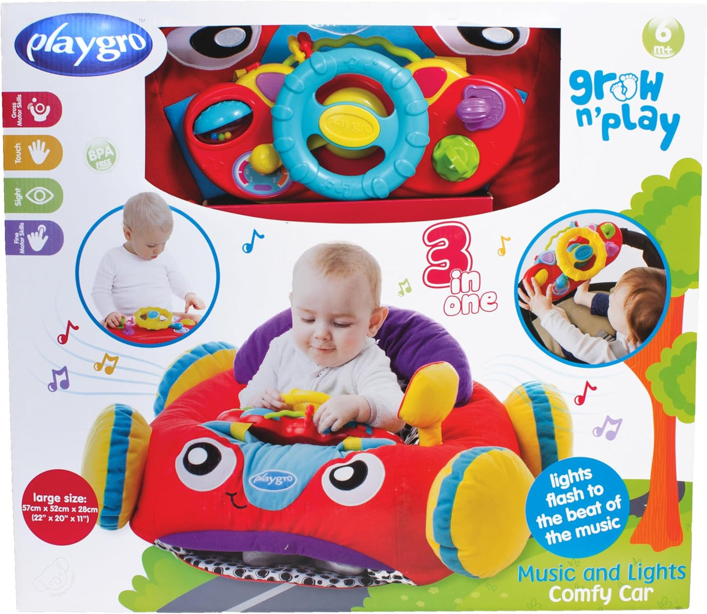 Playgro - Music & Lights Comfy Car Playgym- Red (Exclusive)