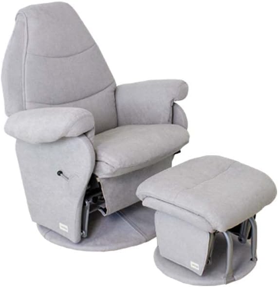 Babyhood Vogue Feeding Glider Chair & Ottoman Steel Grey Fabric
