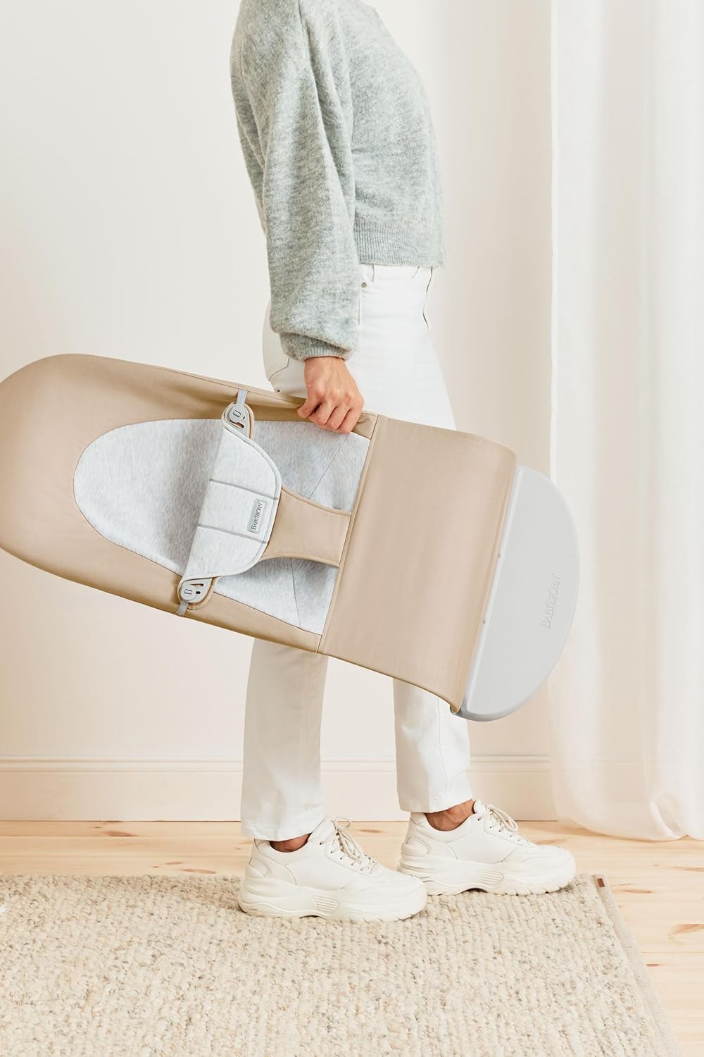 BabyBjörn Bouncer Balance Soft, Woven/Jersey, Beige /Grey , Lightweight & Portable