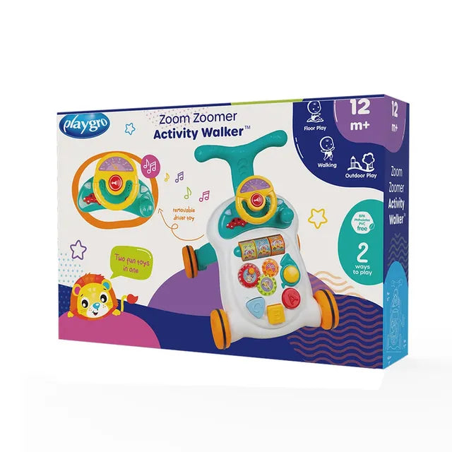 Playgro Zoom Zoomer Activity Walker, Car-Themed Fun - Multicolor