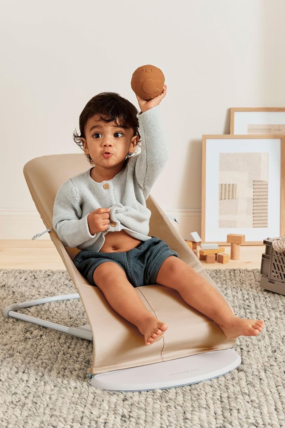 BabyBjörn Bouncer Balance Soft, Woven/Jersey, Beige /Grey , Lightweight & Portable