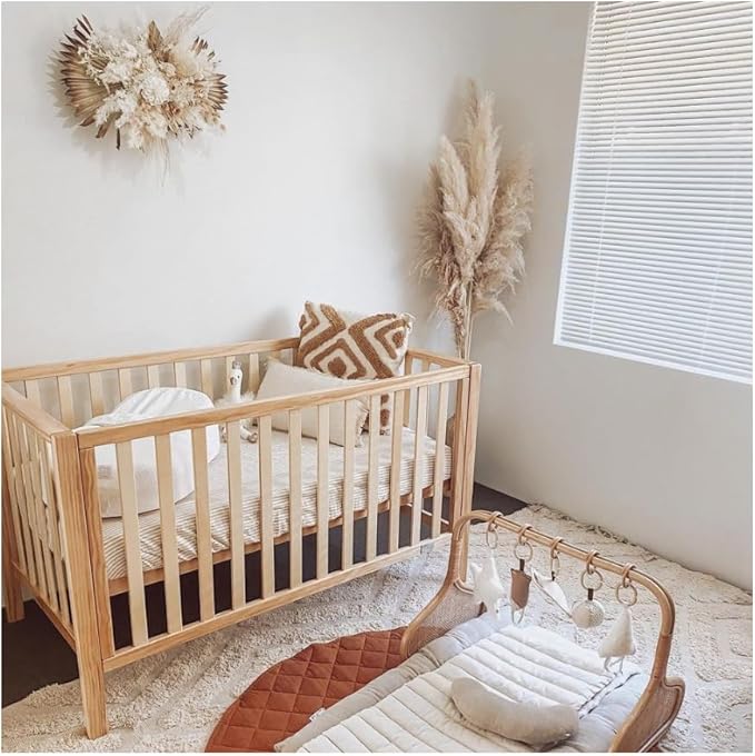 Babyhood Lulu Cot Beech – Compact 5-in-1 Convertible Cot with Sustainable Timber, Single-Hand Drop Side