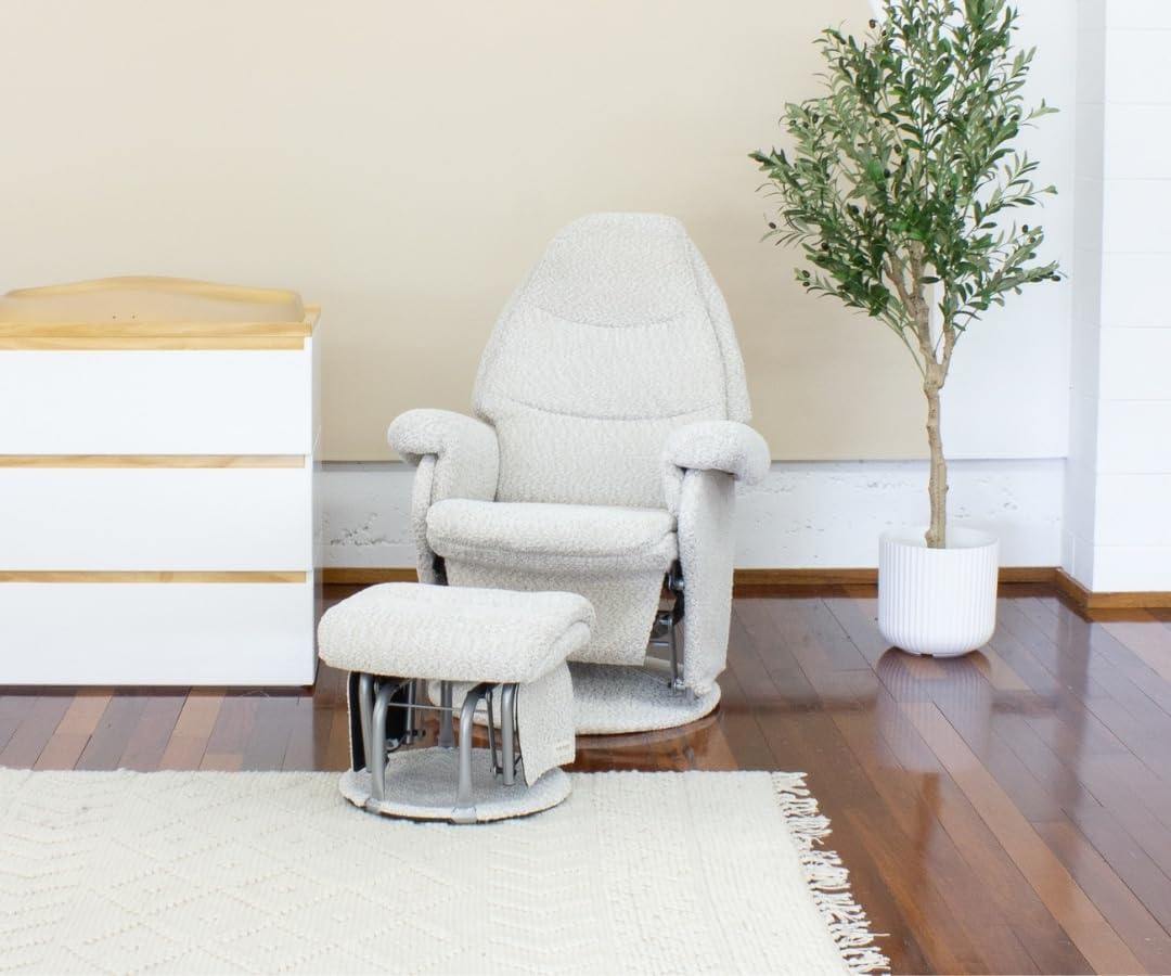 Babyhood Vogue Feeding Glider Chair & Ottoman Boucle Cream