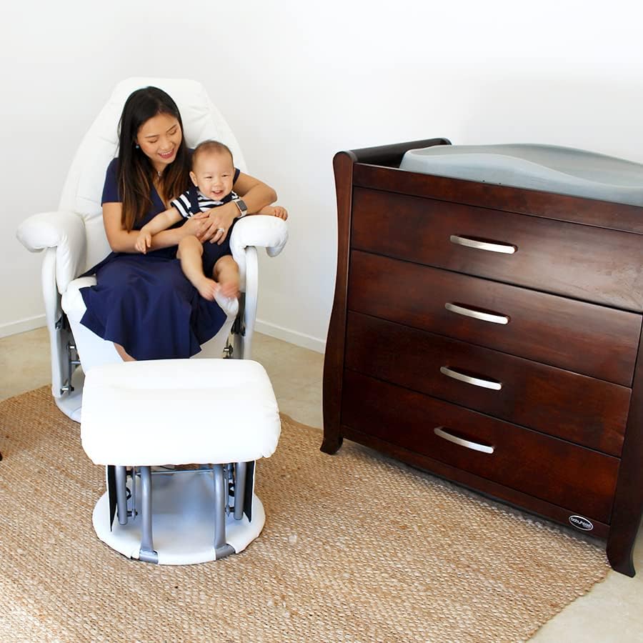 Babyhood Vogue Feeding Glider Chair & Ottoman Boucle Cream