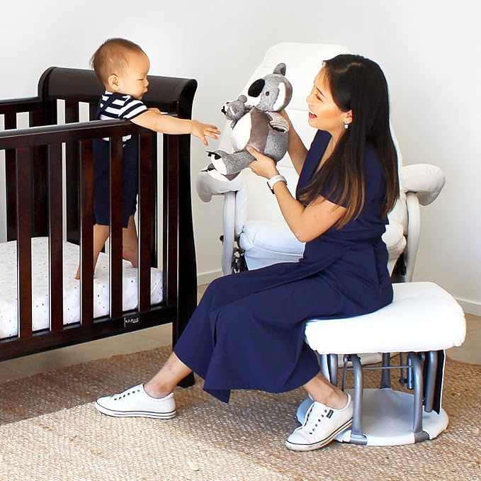 Babyhood Vogue Feeding Glider Chair & Ottoman Boucle Cream