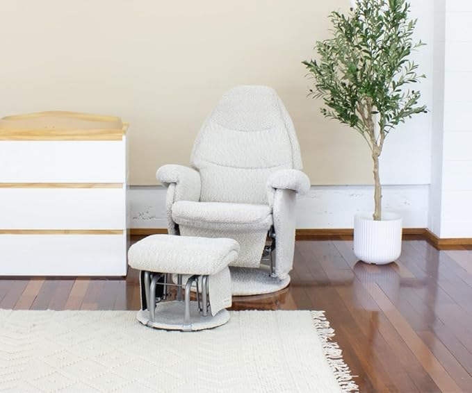 Babyhood Vogue Feeding Glider Chair & Ottoman Boucle Cream