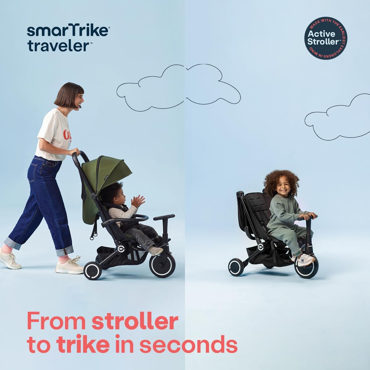 Smartrike Traveler 4-in-1 Stroller Tricycle - Onyx Black