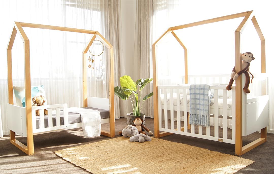 Babyhood Kaylula Mila Cot - Beech/White Grows with your child as the base levels adjust from bassinet, cot and toddler bed