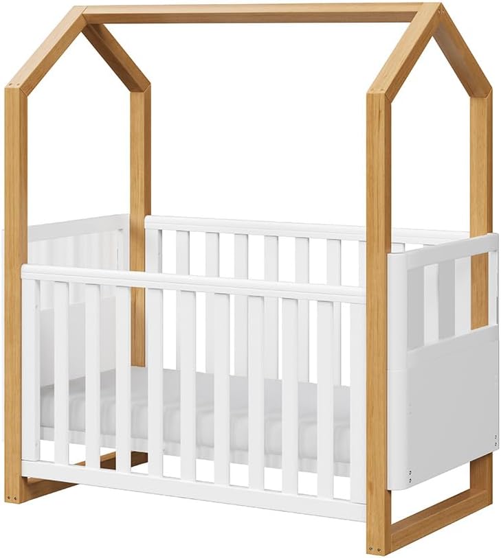 Babyhood Kaylula Mila Cot - Beech/White Grows with your child as the base levels adjust from bassinet, cot and toddler bed