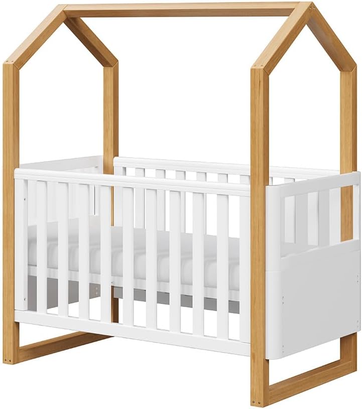 Babyhood Kaylula Mila Cot - Beech/White Grows with your child as the base levels adjust from bassinet, cot and toddler bed