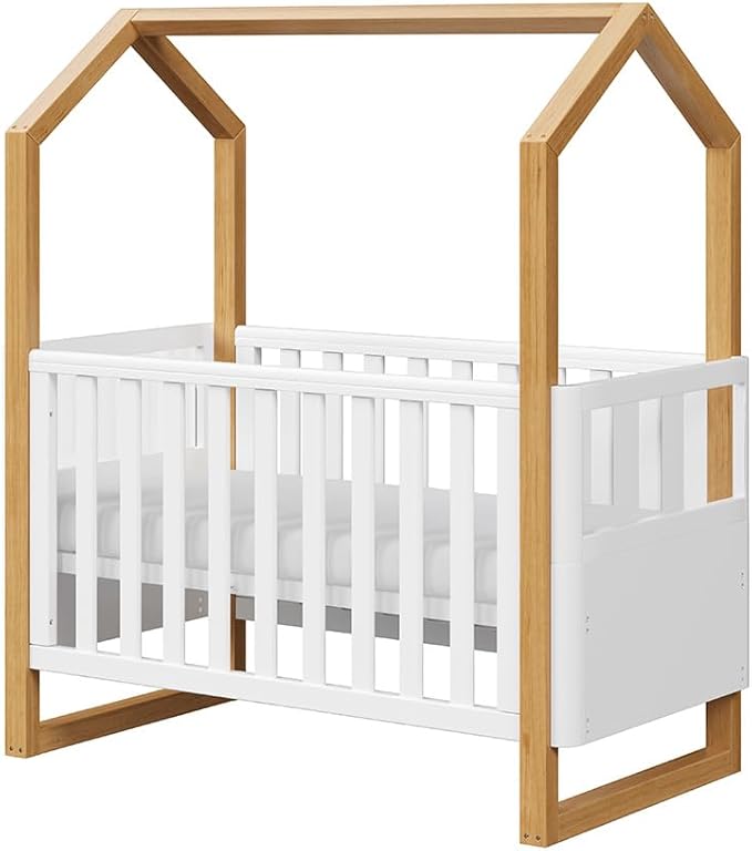 Babyhood Kaylula Mila Cot - Beech/White Grows with your child as the base levels adjust from bassinet, cot and toddler bed