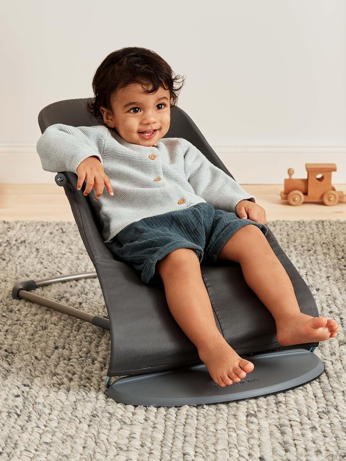BabyBjörn Bouncer Bliss, Anthracite, Woven, Cotton Classic Quilt