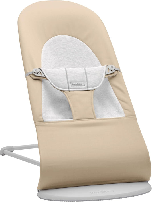 BabyBjörn Bouncer Balance Soft, Woven/Jersey, Beige /Grey , Lightweight & Portable