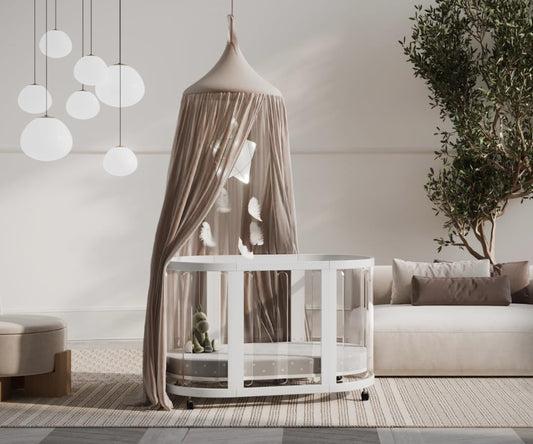 Babyhood Kaylula Sova Cot Clear + Mattress - White