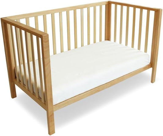 Babyhood  Lulu Cot Beech – Compact 5-in-1 Convertible Cot with Sustainable Timber, Single-Hand Drop Side